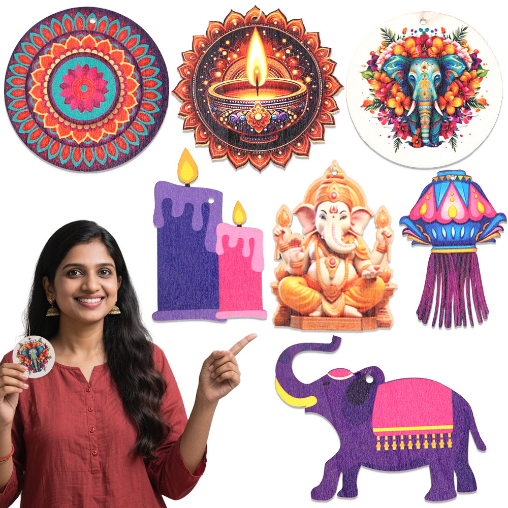 Lighting Decoration For Diwali - Decor met Diwali-thema - Houten chiphangers