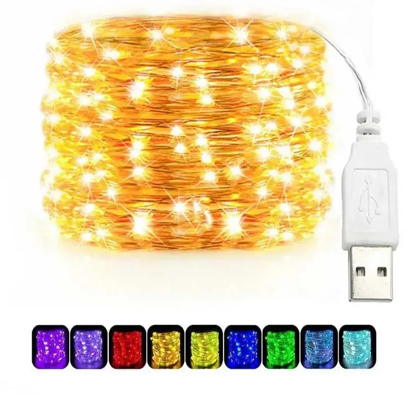 Outdoor Lighting Wedding Decor - USB LED-lichtslingers Koper Zilver Draad Garland