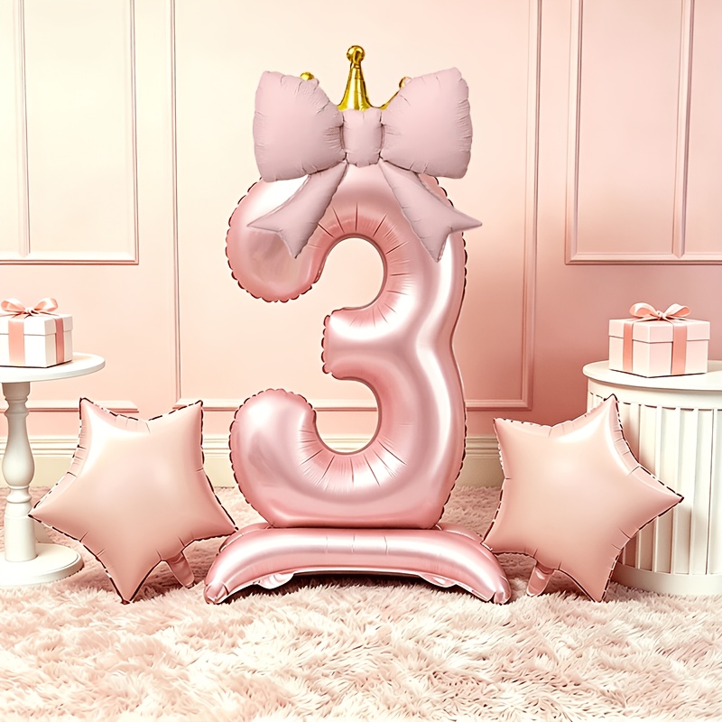 Lighting Decor Photos - Lichtroze luxe 3D-ballonnen 0-9, met basis