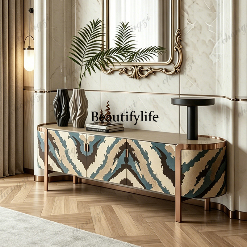 Lightings Decoration - Italiaanse lichte luxe tv-kast met kunstgeschilderde