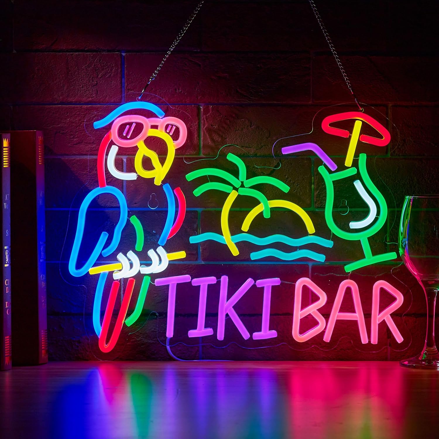 Restaurant Lighting Decoration - Tiki Bar Papegaai Palmboom Neonlicht Bedrijfsdecoratie