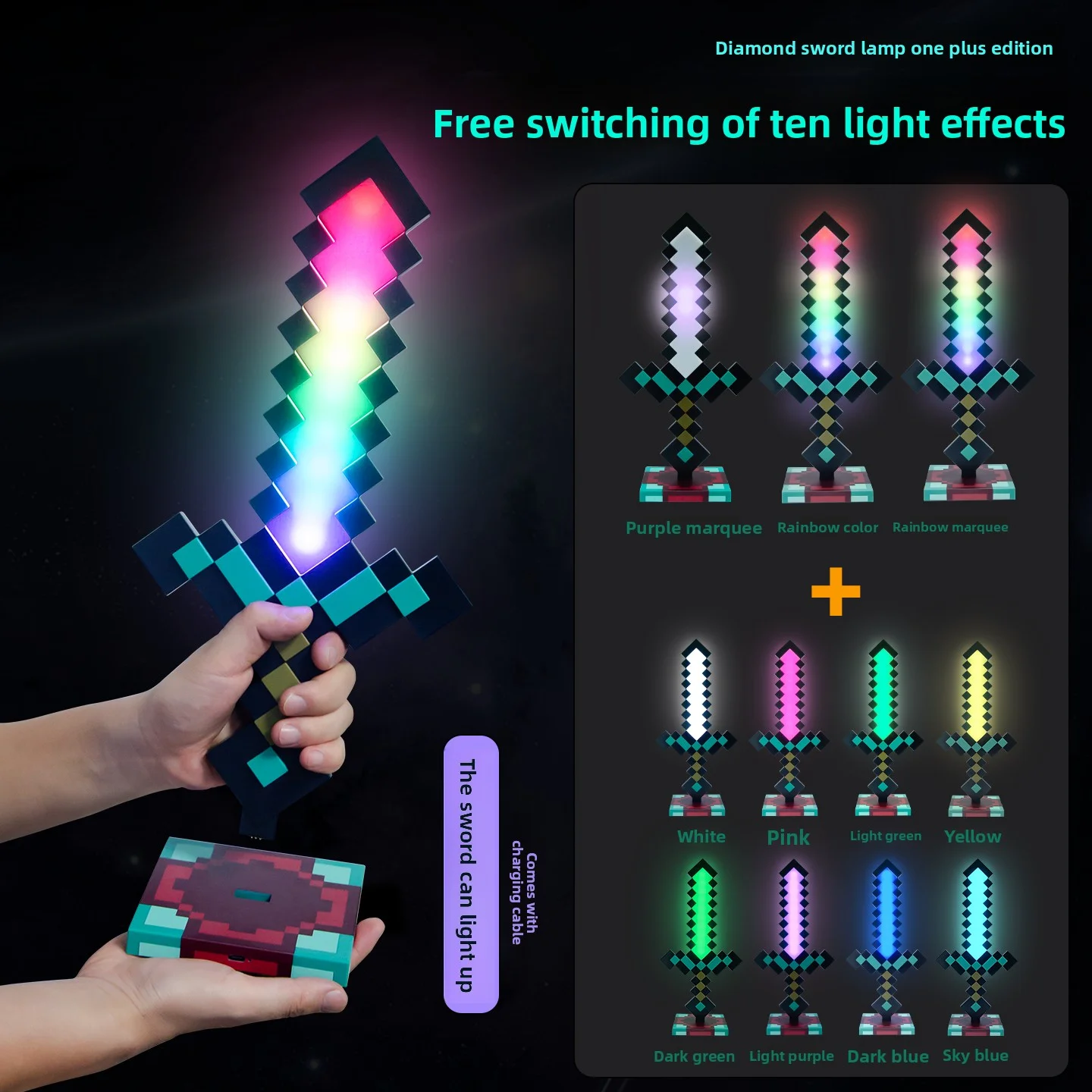 Lighting Decor Minecraft - Minecraft Diamanten Zwaard LED Nachtlampje 3D