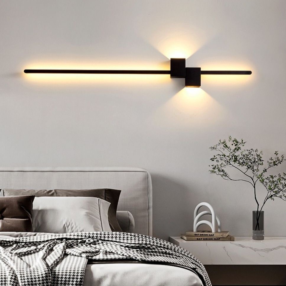Foyer Lighting Wall Decor - Moderne zwarte lange wandlamp voor slaapkamer,