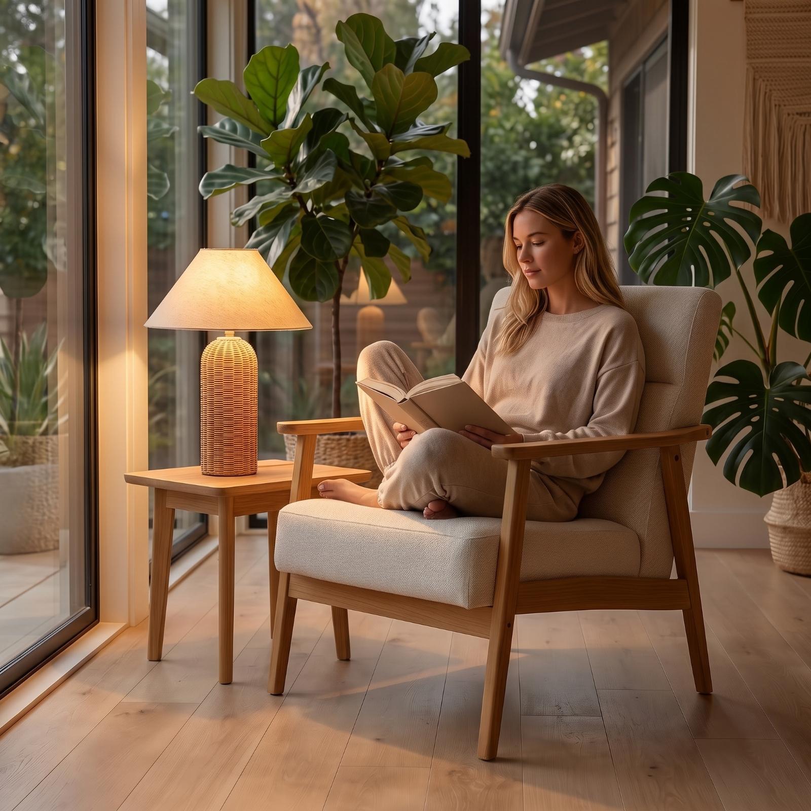 Bedlampje met rotan voet en st - Lighting Decor In Room recensie en prijs