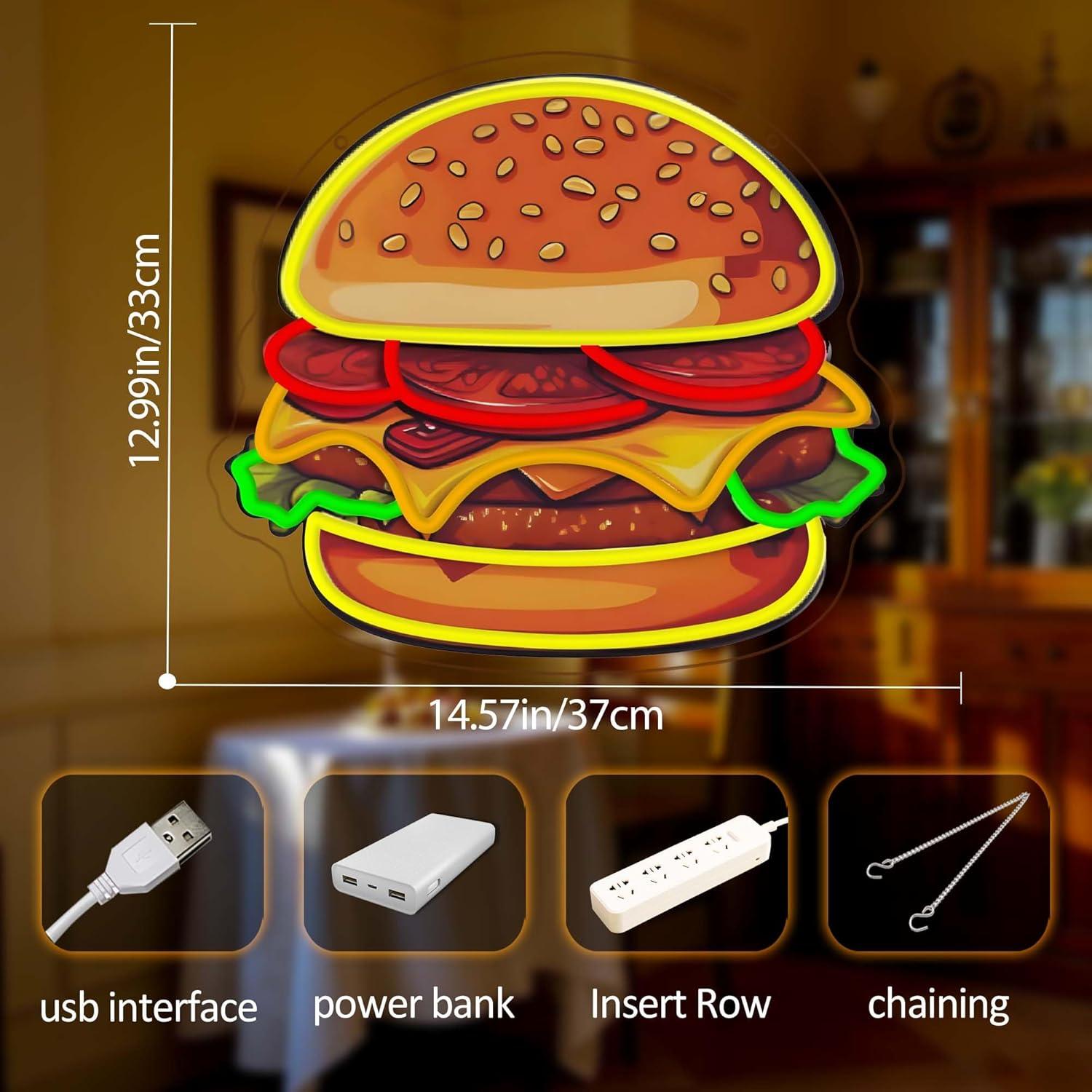 Burger Neon Sign LED Hamburger - Restaurant Lighting Decoration recensie en prijs