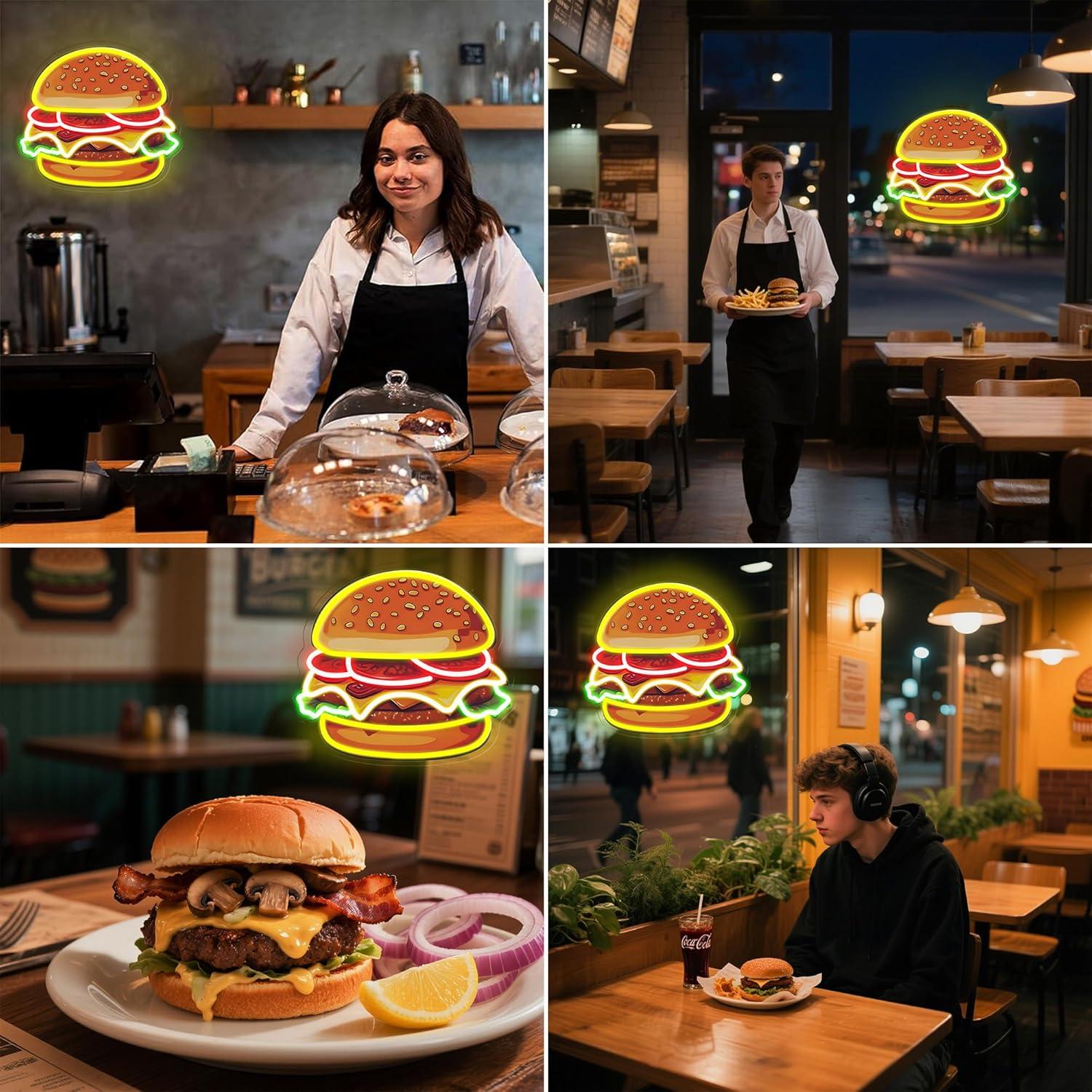 Burger Neon Sign LED Hamburger - Restaurant Lighting Decoration recensie en prijs